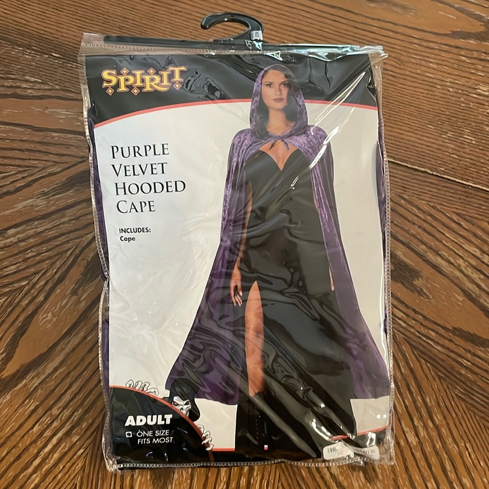 Purple velvet hooded cape